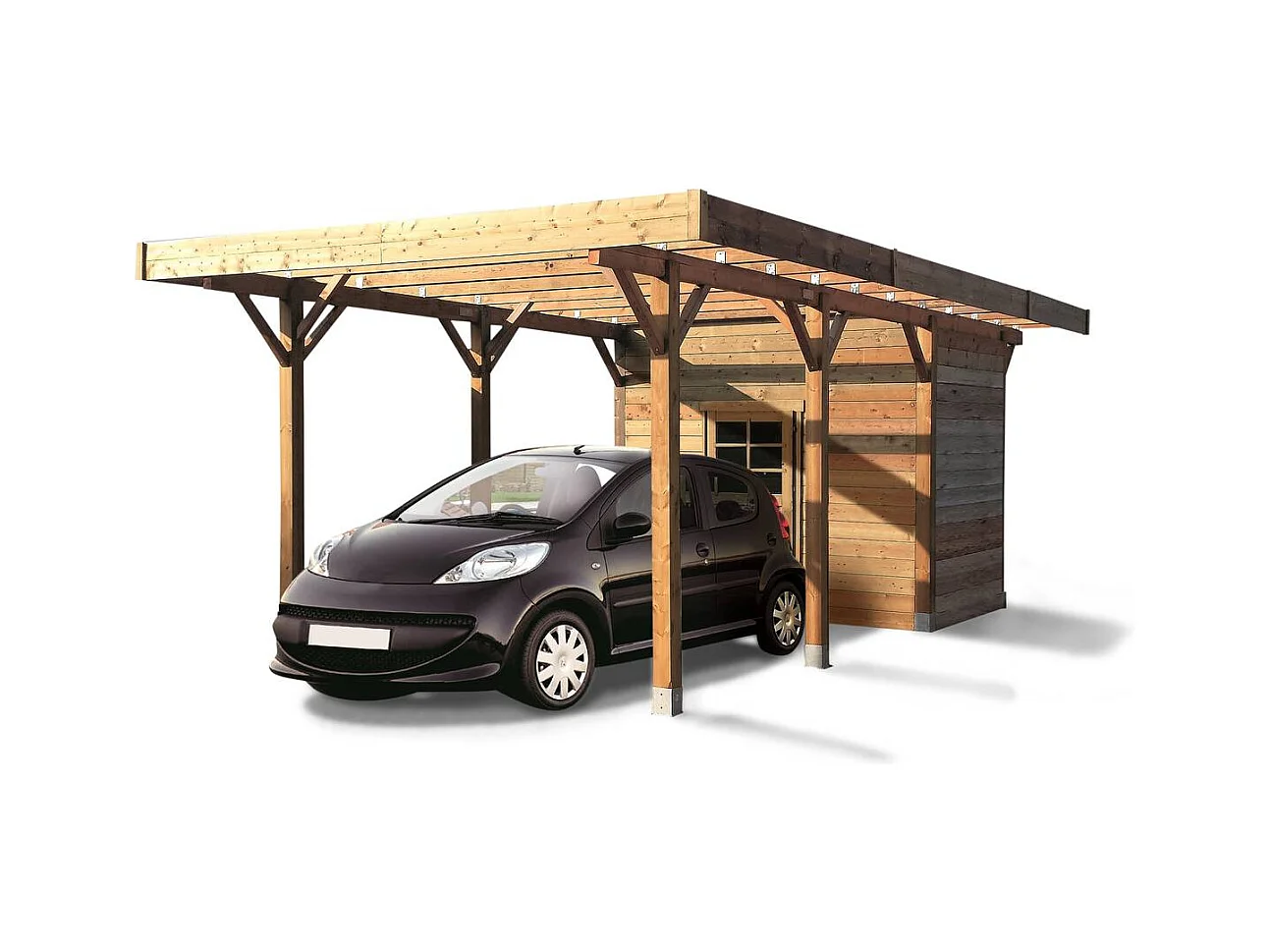 Carport voiture bois - 13.48 m² - 3.06 x 7.06 m