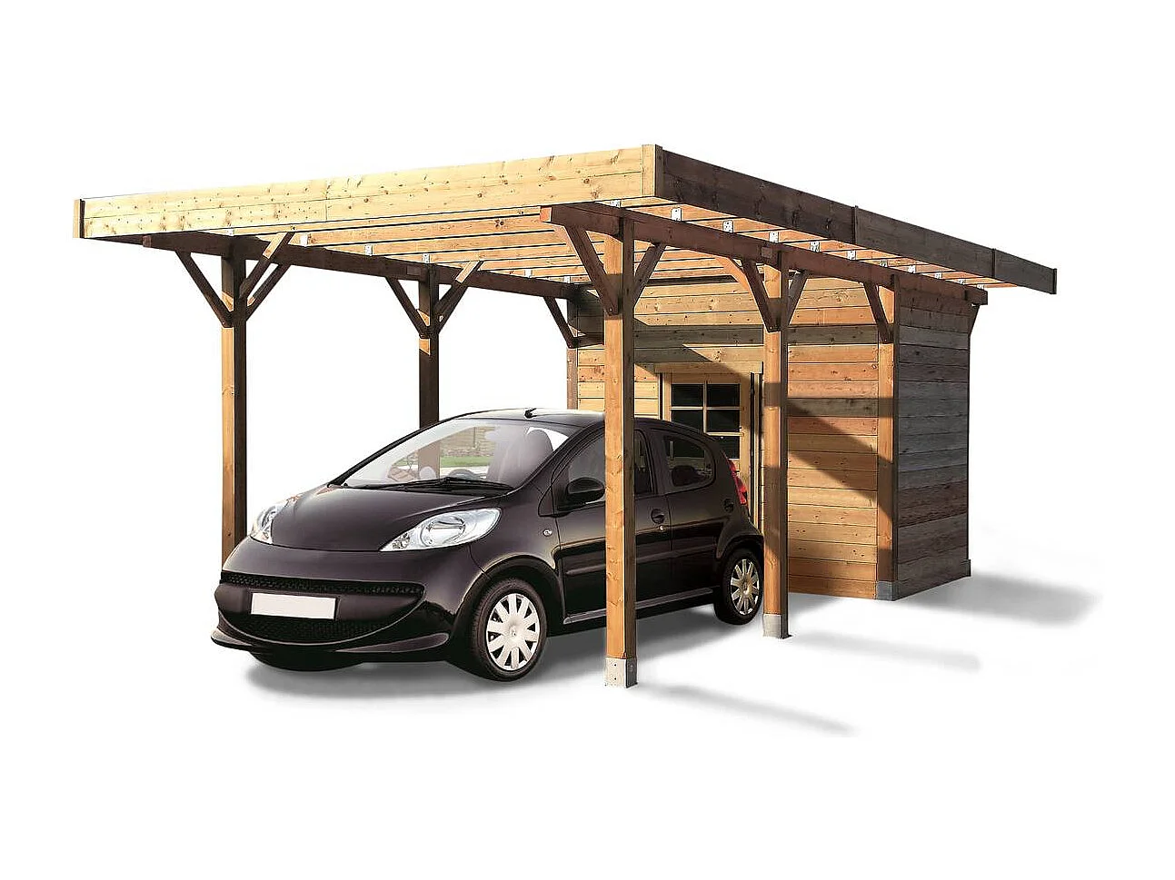 Carport voiture bois - 13.48 m² - 3.06 x 7.06 m