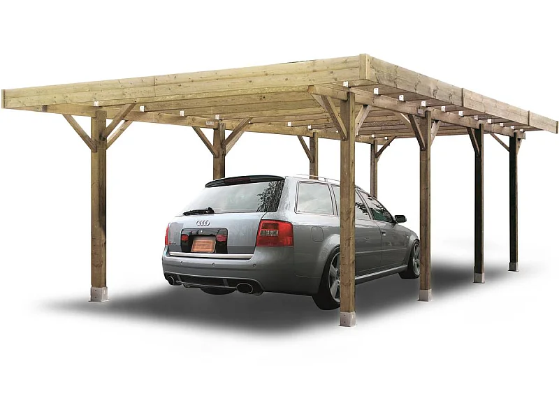 Carport voiture bois "Carport Modular" - 19.96 m² - 6.06 x 5.06 x 2.73 m