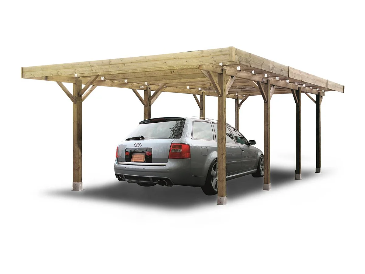 Carport voiture bois "Carport Modular" - 19.96 m² - 6.06 x 5.06 x 2.73 m