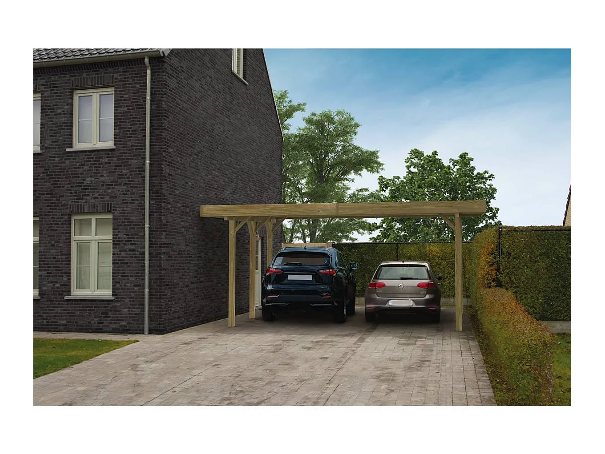 Carport voiture bois "Carport Modular" - 19.96 m² - 6.06 x 5.06 x 2.73 m