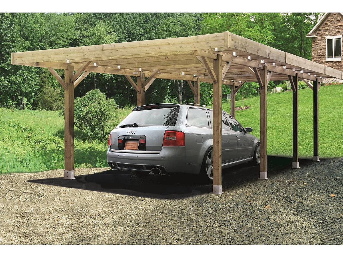 Carport voiture bois "Carport Modular" - 19.96 m² - 6.06 x 5.06 x 2.73 m