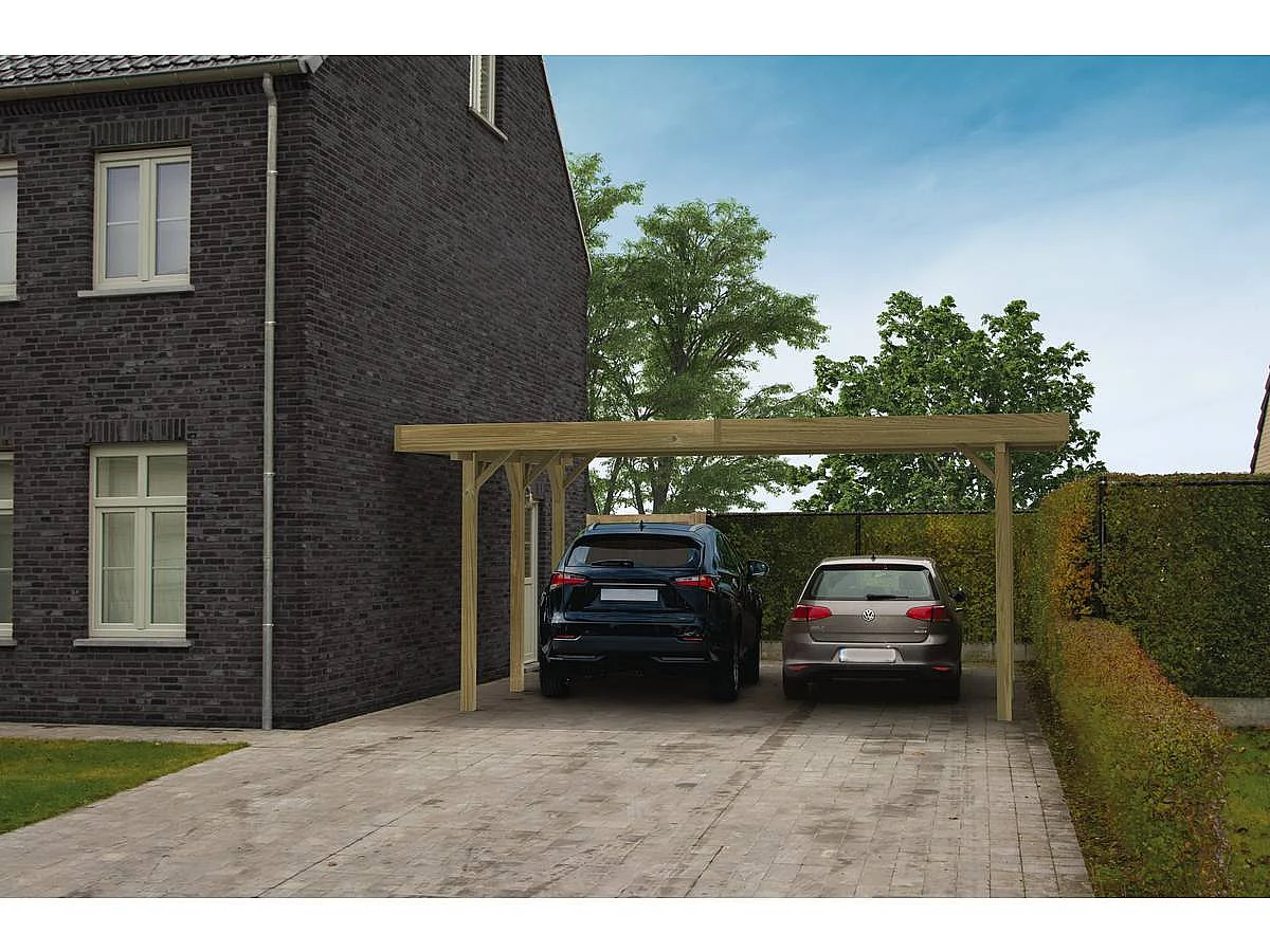 Carport voiture bois "Carport Modular" - 19.96 m² - 6.06 x 5.06 x 2.73 m