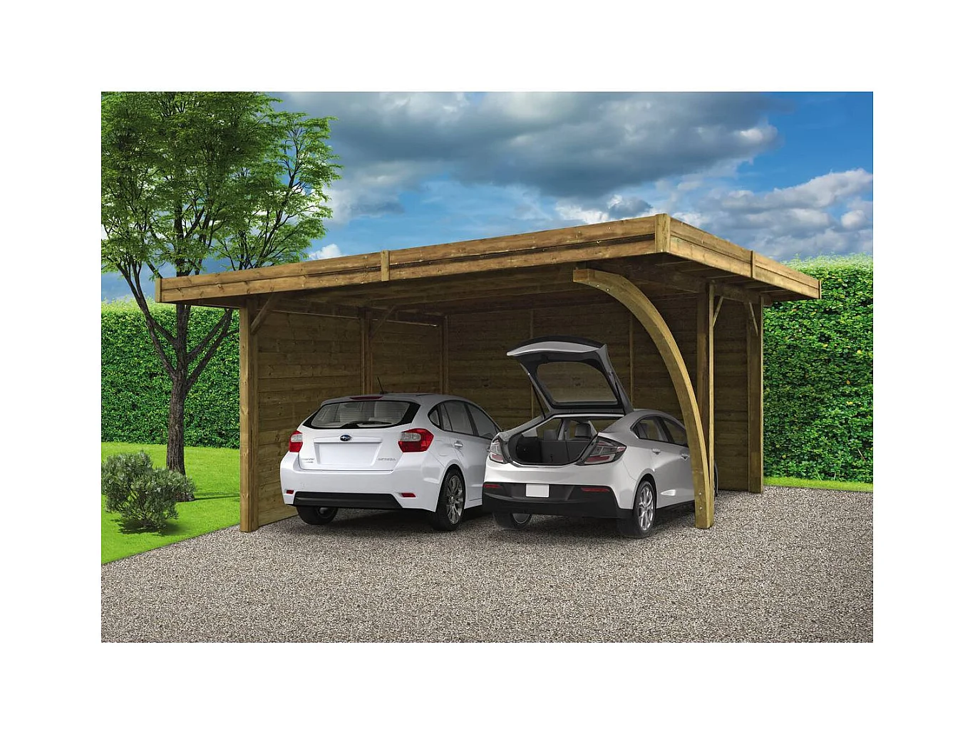 Carport voiture bois - 19.35 m² - 5.06 x 6.06 m