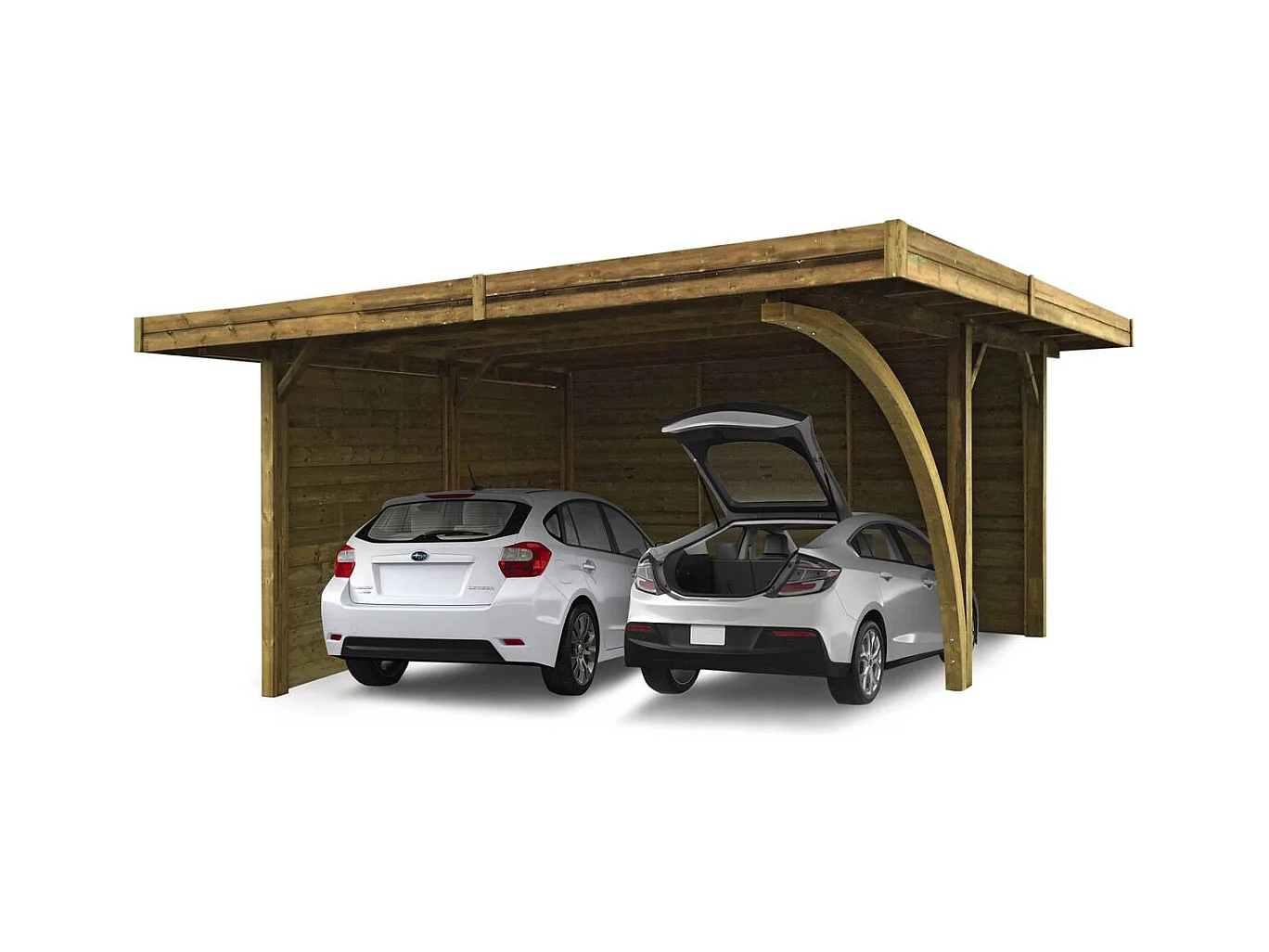 Carport voiture bois - 19.35 m² - 5.06 x 6.06 m
