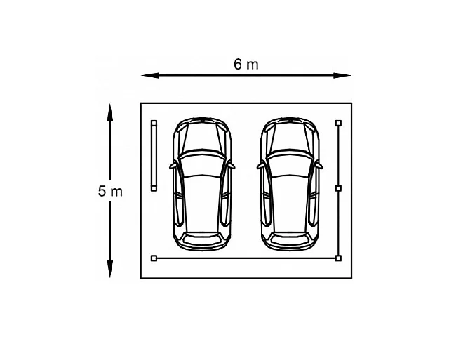 Carport voiture bois - 19.35 m² - 5.06 x 6.06 m