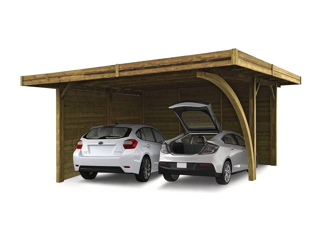 Carport voiture bois - 19.35 m² - 5.06 x 6.06 m