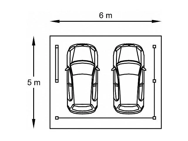Carport voiture bois - 19.35 m² - 5.06 x 6.06 m