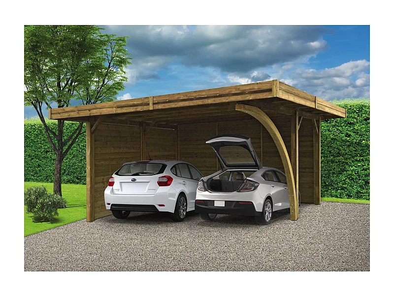 Carport voiture bois - 19.35 m² - 5.06 x 6.06 m