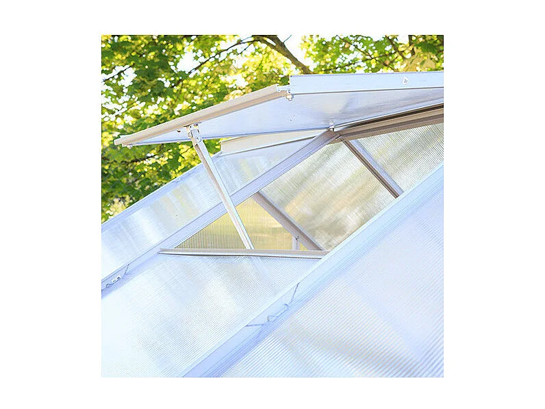 Serra da Giardino Policarbonato "Diamant 46" con Base - 2,28m², Porta Scorrevole, Lucernario e Grondaie