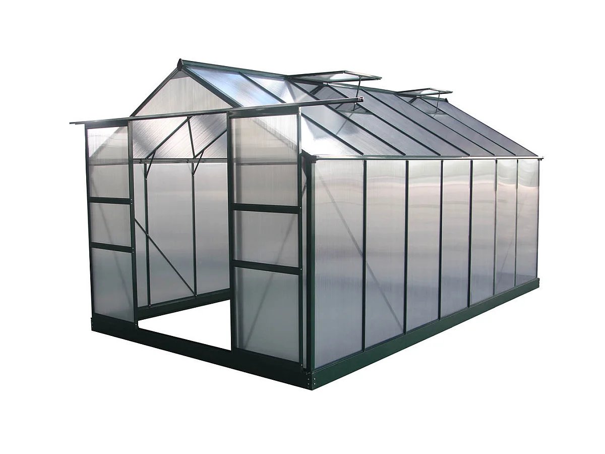 Invernadero de jardín de policarbonato "Dahlia" Verde Pino 13,29 m² - Aislamiento óptimo para tus plantas