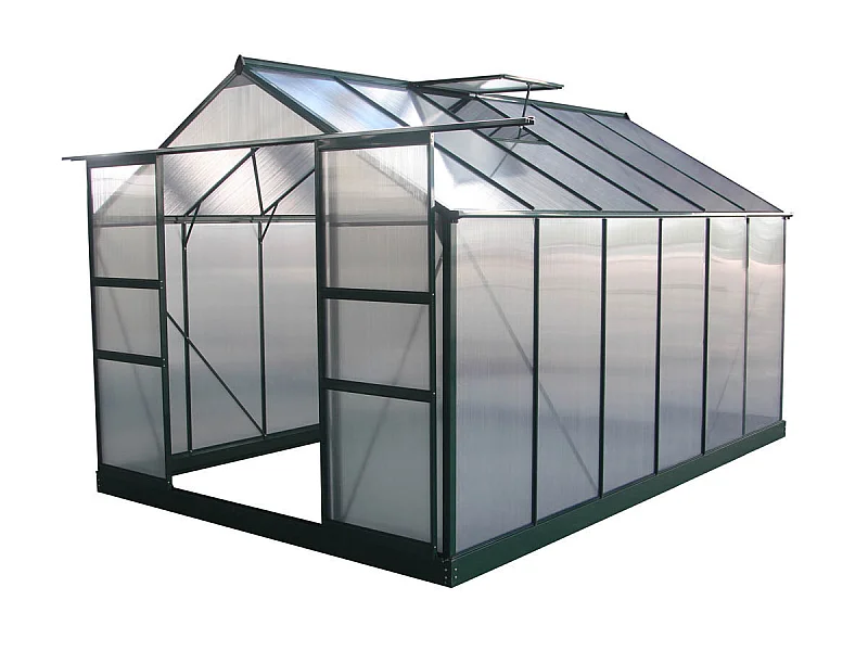 Gewächshaus aus Polycarbonat "Dahlia" - 9,24 m² - Tannengrün