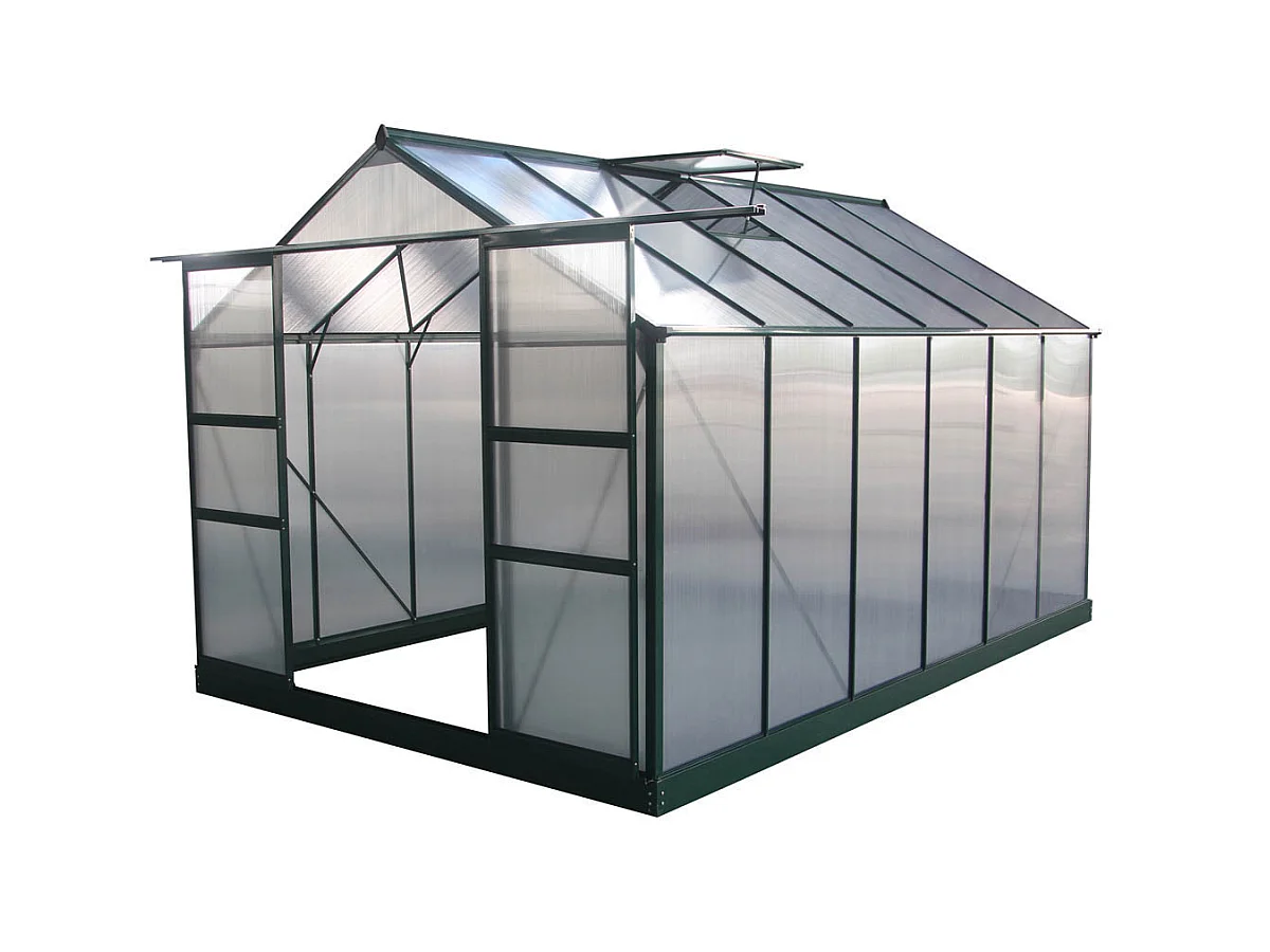 Serre jardin polycarbonate "Dahlia" - 9,24 m² - Vert Sapin