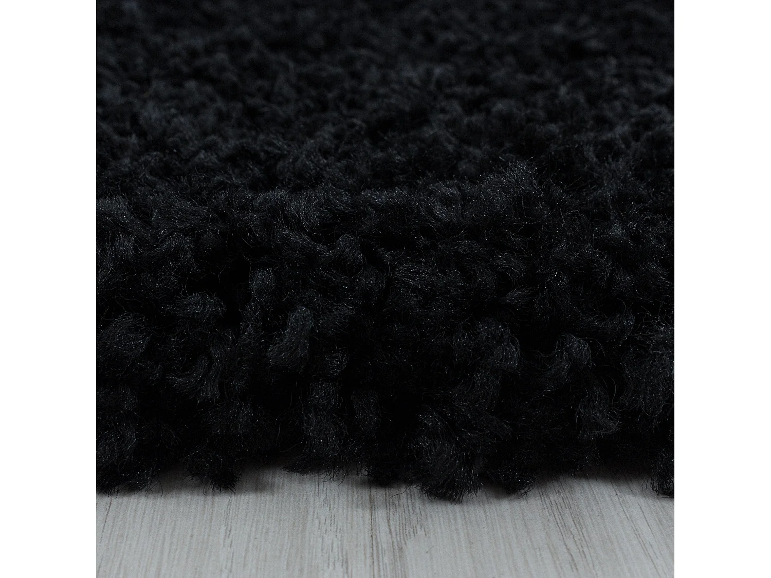 DOUX - Tapis Rond à poils longs doux - Noir 160 x 160 cm