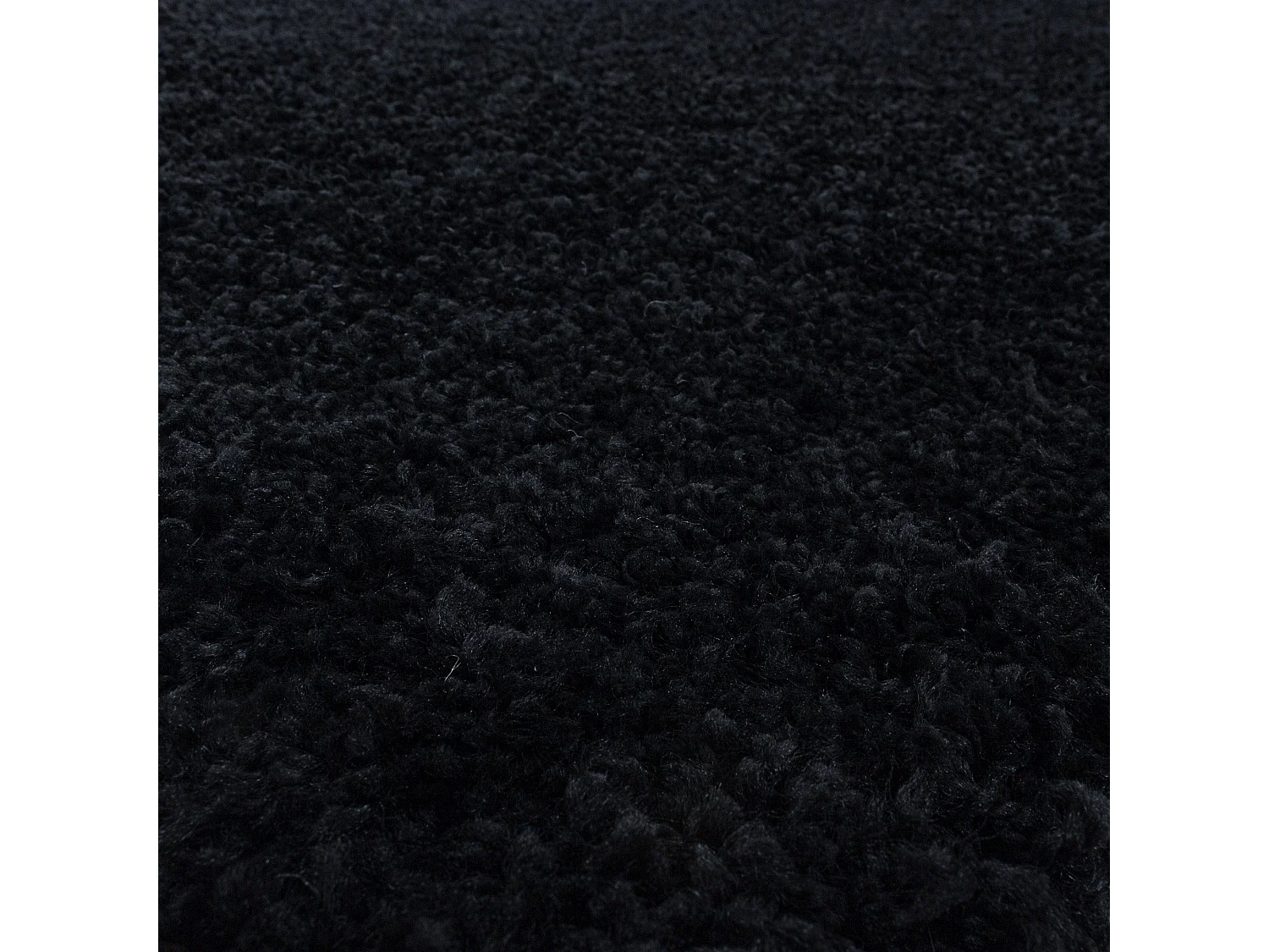 DOUX - Tapis Rond à poils longs doux - Noir 160 x 160 cm