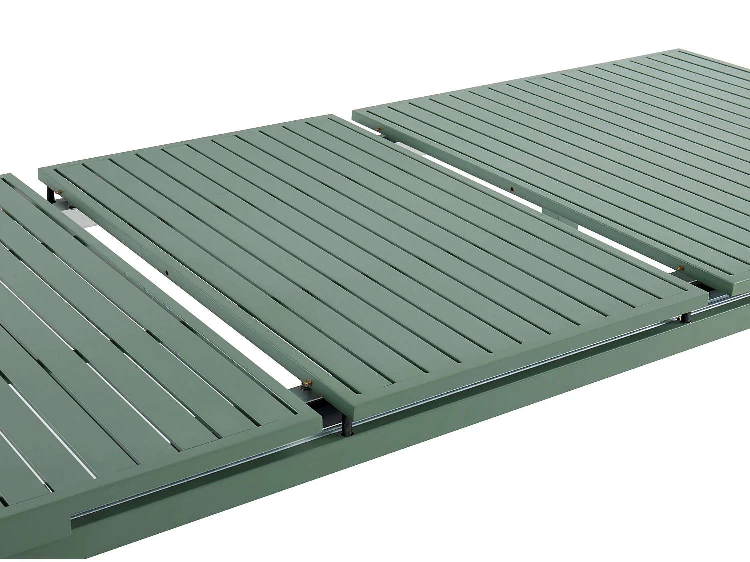 Garten-Essgruppe: Tisch ausziehbar L. 180/240 cm + 8 stapelbare Sessel - Aluminium - Grün - NAURU von MYLIA