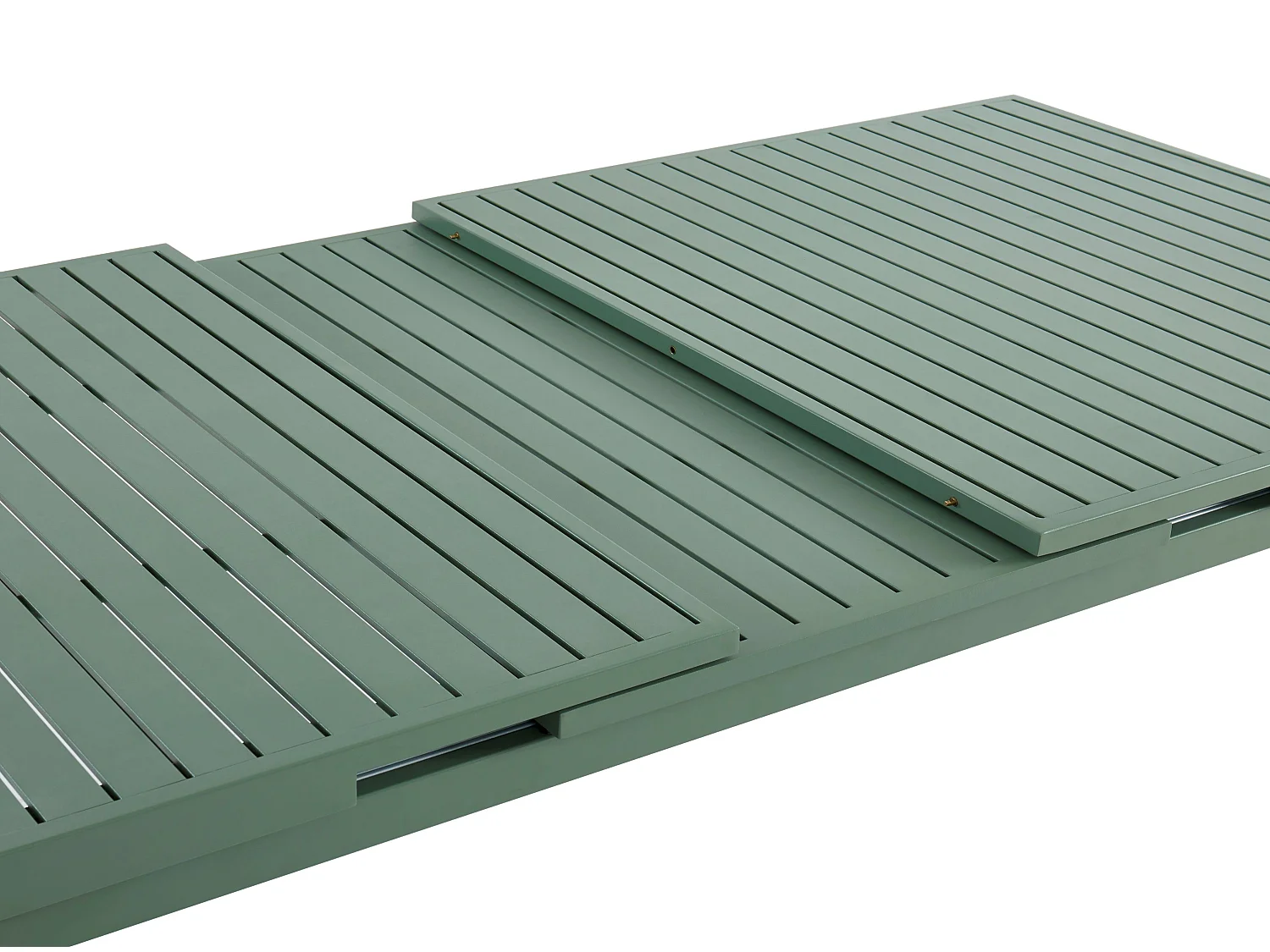 Garten-Essgruppe: Tisch ausziehbar L. 180/240 cm + 6 stapelbare Sessel - Aluminium - Grün - NAURU von MYLIA