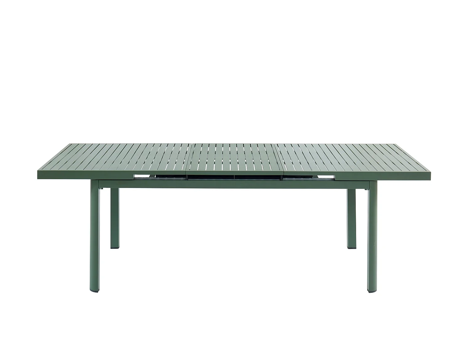 Garten-Essgruppe: Tisch ausziehbar L. 180/240 cm + 6 stapelbare Sessel - Aluminium - Grün - NAURU von MYLIA
