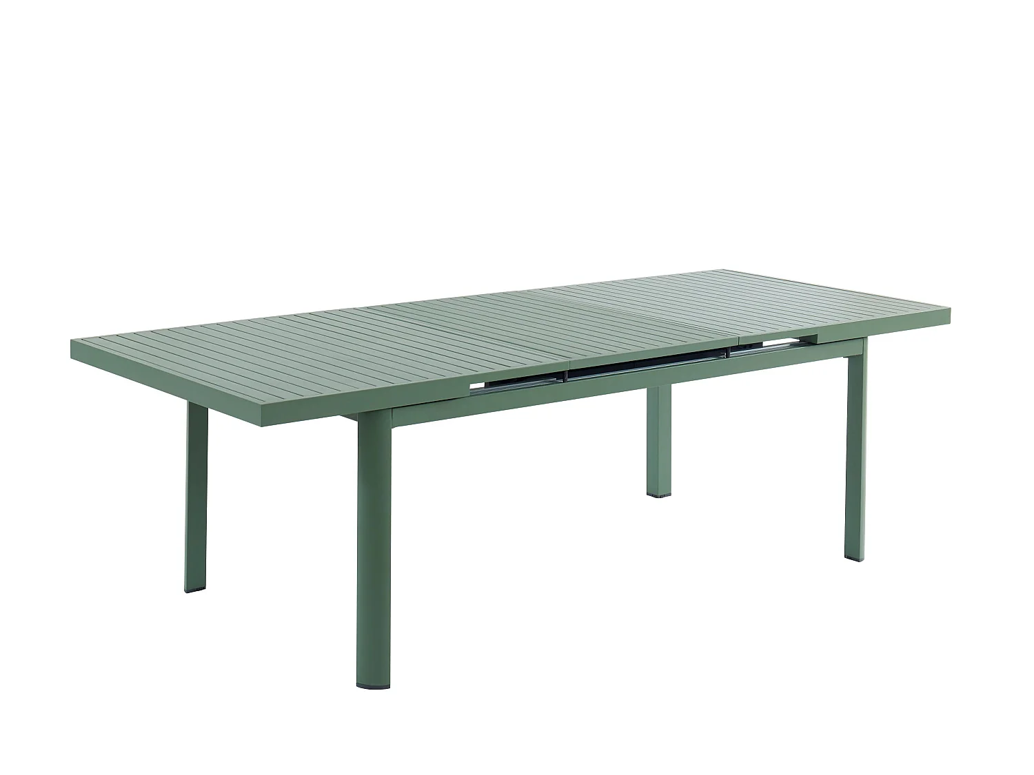 Garten-Essgruppe: Tisch ausziehbar L. 180/240 cm + 6 stapelbare Sessel - Aluminium - Grün - NAURU von MYLIA