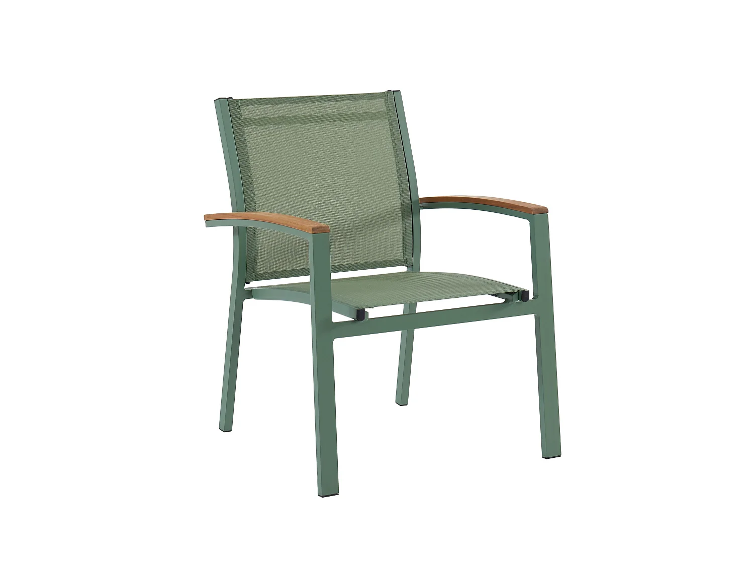 Garten-Essgruppe: Tisch ausziehbar L. 180/240 cm + 6 stapelbare Sessel - Aluminium - Grün - NAURU von MYLIA