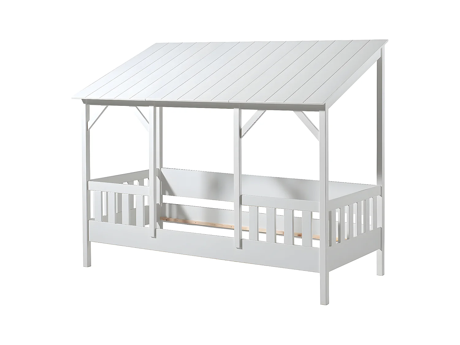 LAKA - Lit Maison 90x200cm Blanc Style Porche