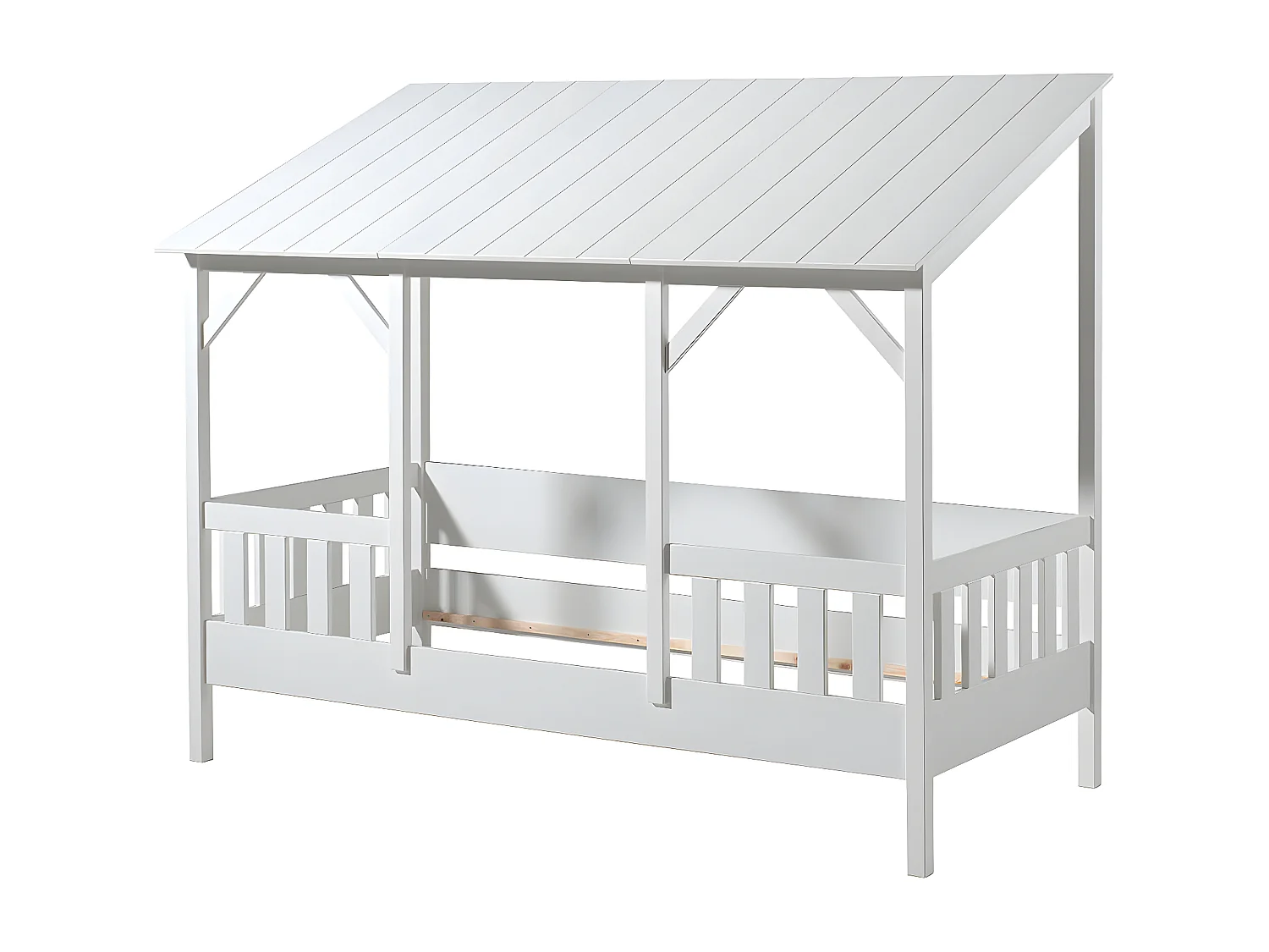 LAKA - Lit Maison 90x200cm Blanc Style Porche