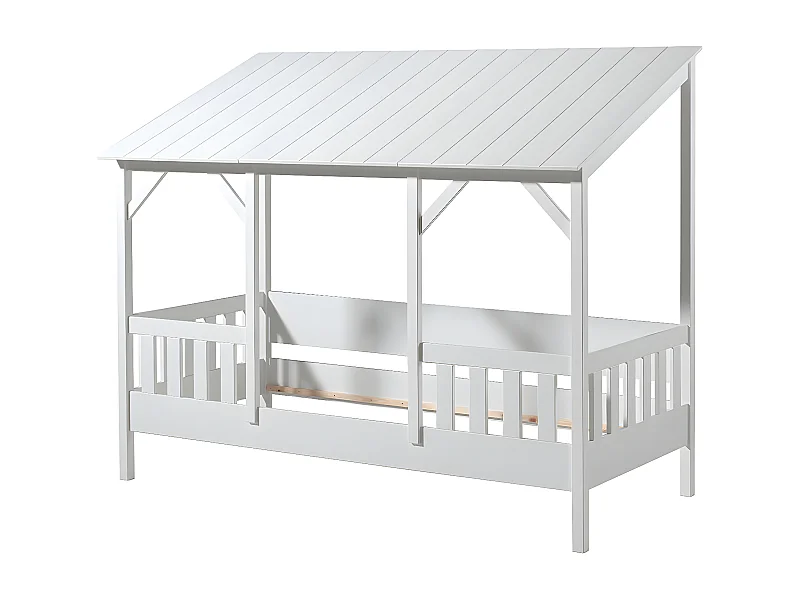 LAKA - Lit Maison 90x200cm Blanc Style Porche