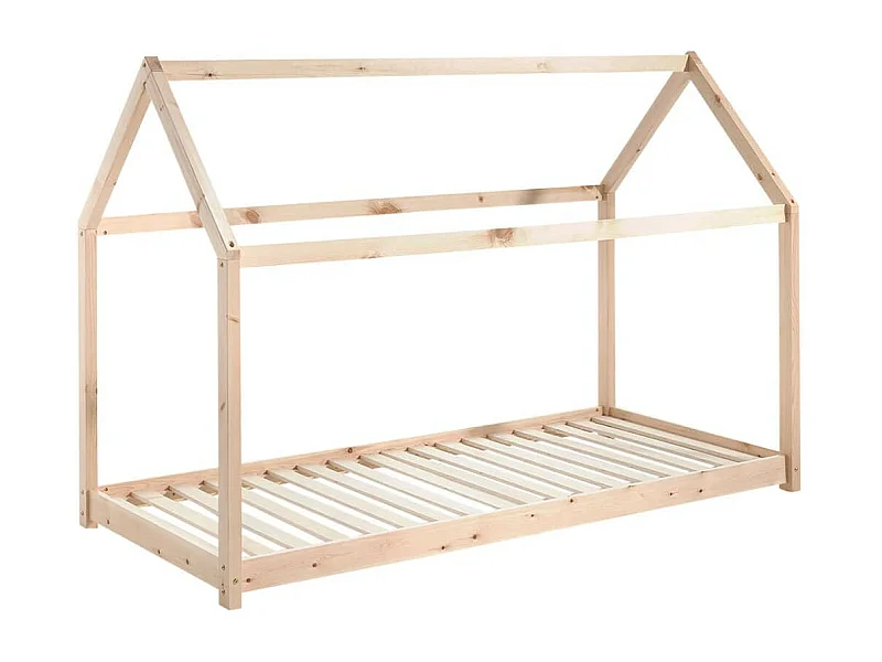 PEGA - Lit Cabane 90x200cm en Pin Naturel