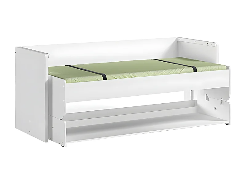 RYDER - Lit 90x200cm Blanc Convertible en Bureau