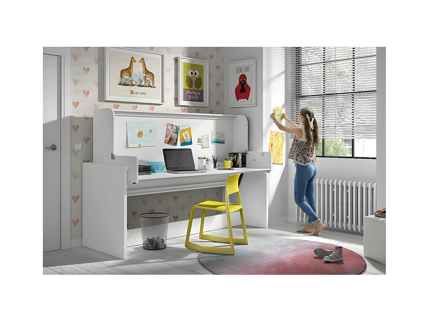 RYDER - Lit 90x200cm Blanc Convertible en Bureau