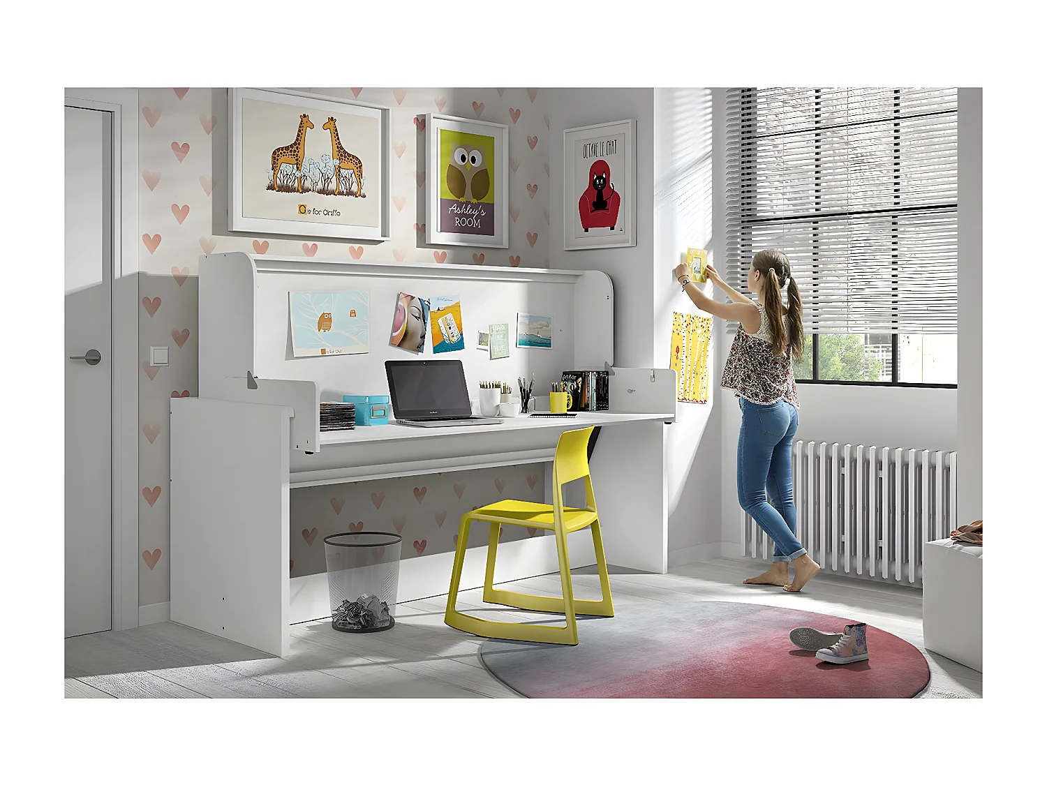 RYDER - Lit 90x200cm Blanc Convertible en Bureau