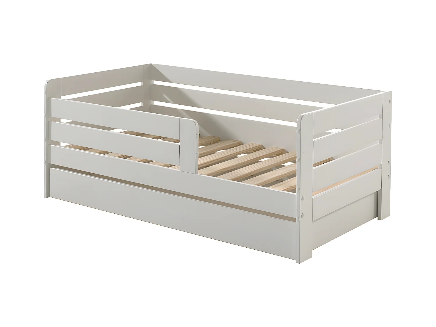 SCOPE - Lit Junior 70x140cm Blanc Barrières Horizontales + Tiroir