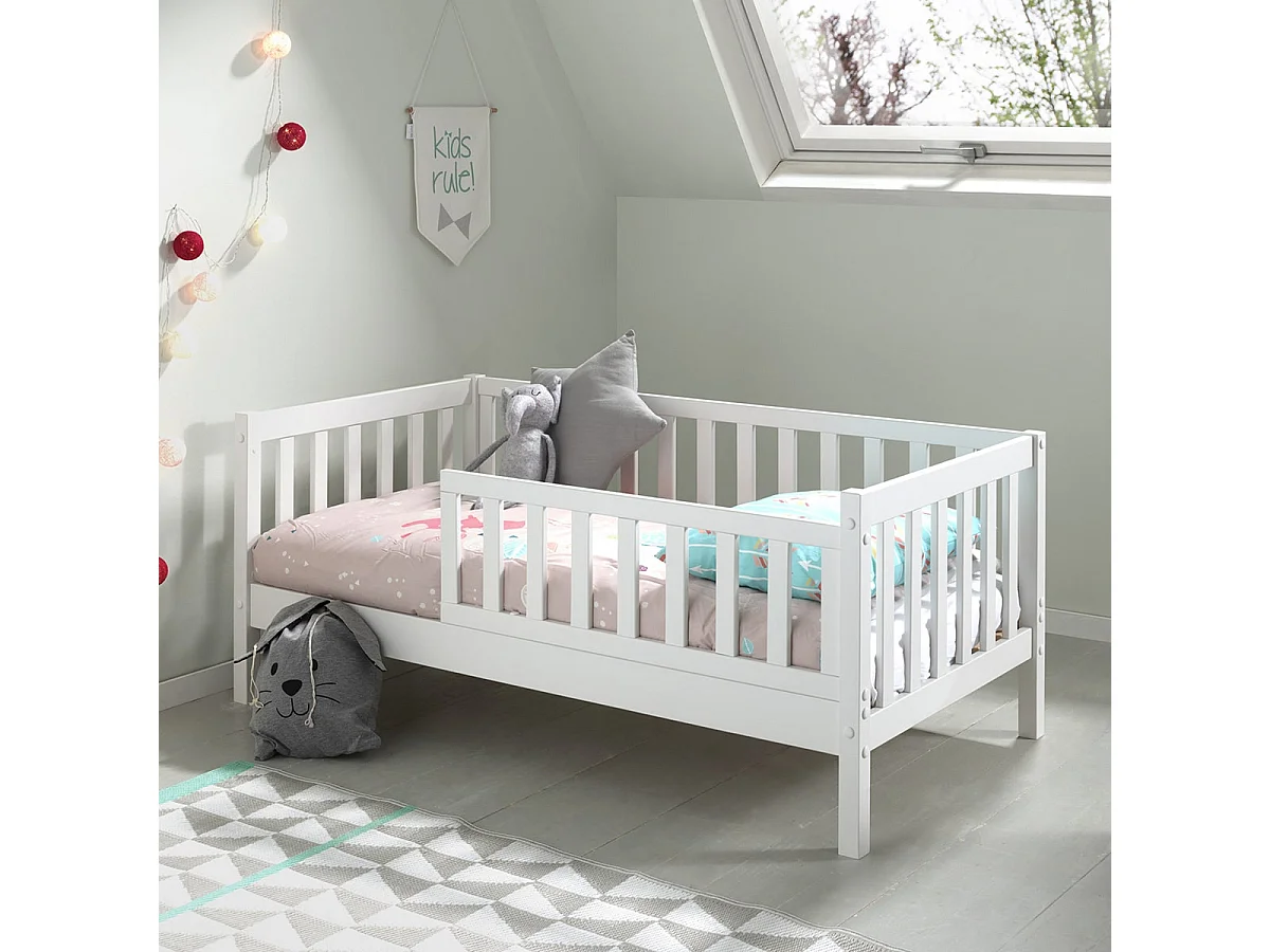 SCOPE - Lit Junior 70x140cm Blanc Barrières Verticales