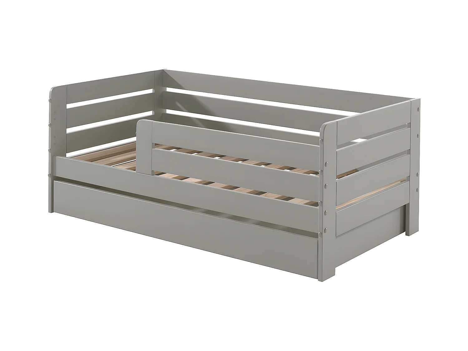 SCOPE - Lit Junior 70x140cm Gris Barrières Horizontales + Tiroir