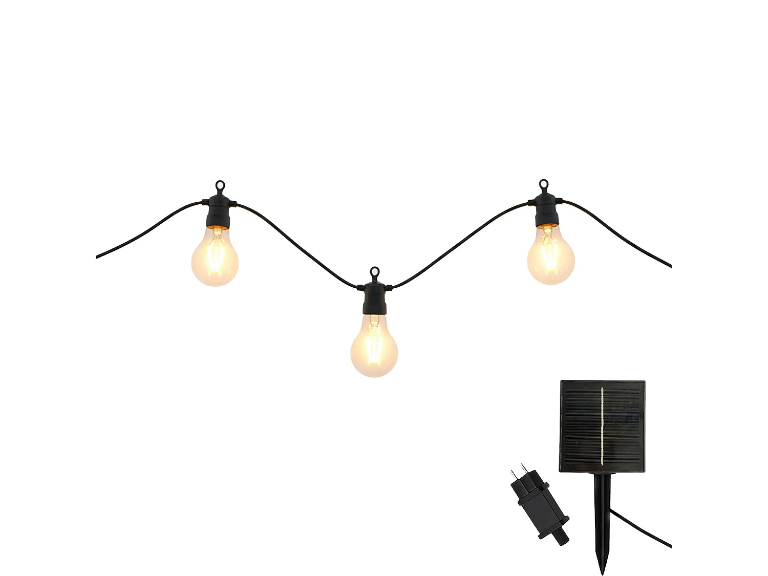 Girlanda Solarna Party Clear Hybrid 10 Przeźroczystych Żarówek LED 7,5m Ściemnialna IP44, Zasilanie Słoneczne i Sieciowe