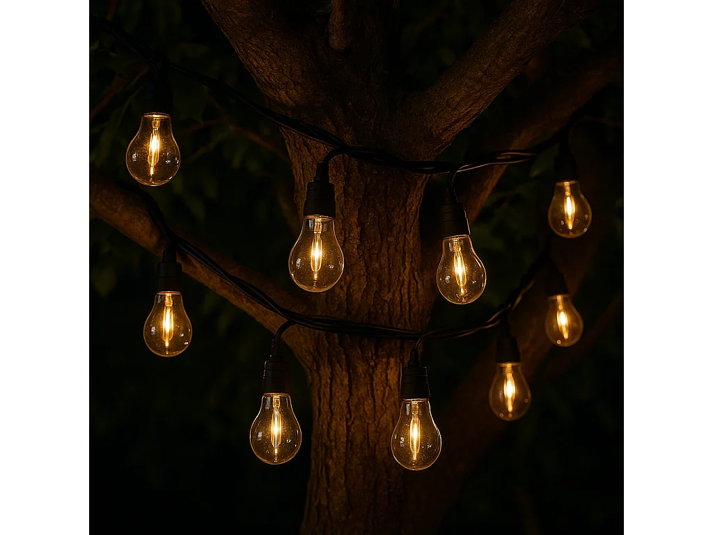 Guirlande solaire PARTY CLEAR HYBRID 10 ampoules 7.5M