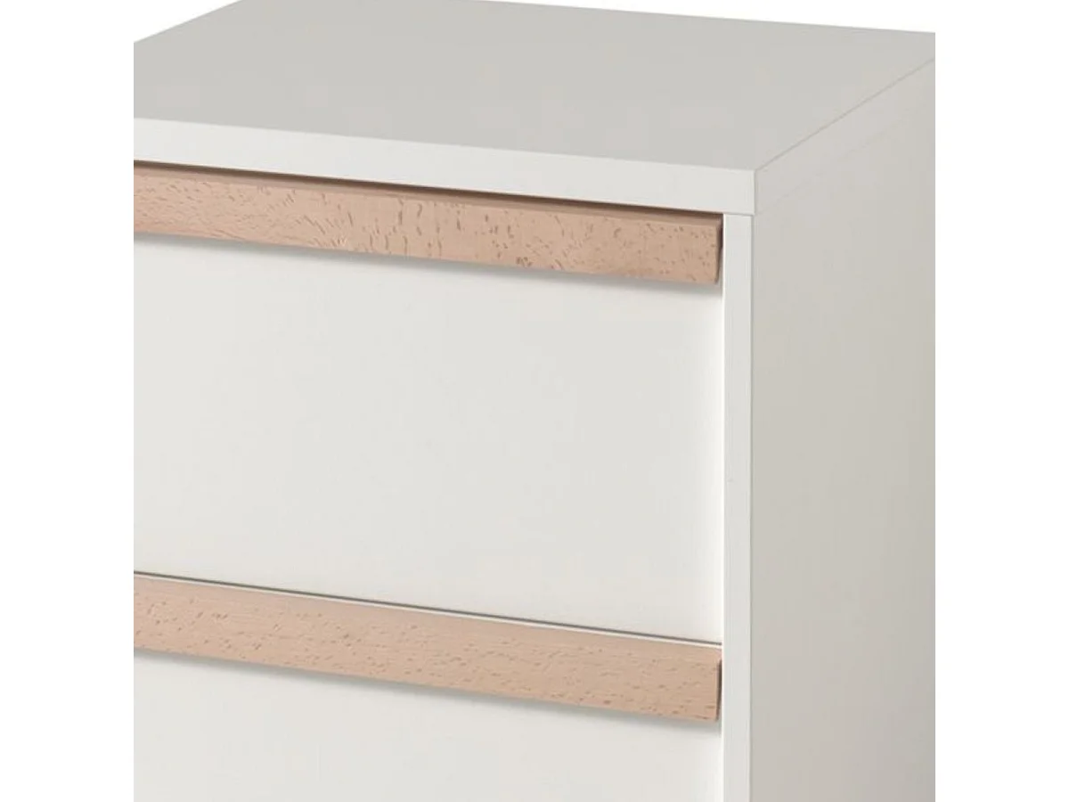 NASH WHITE - Caisson à Roulettes 2 Tiroirs Blanc et Bois