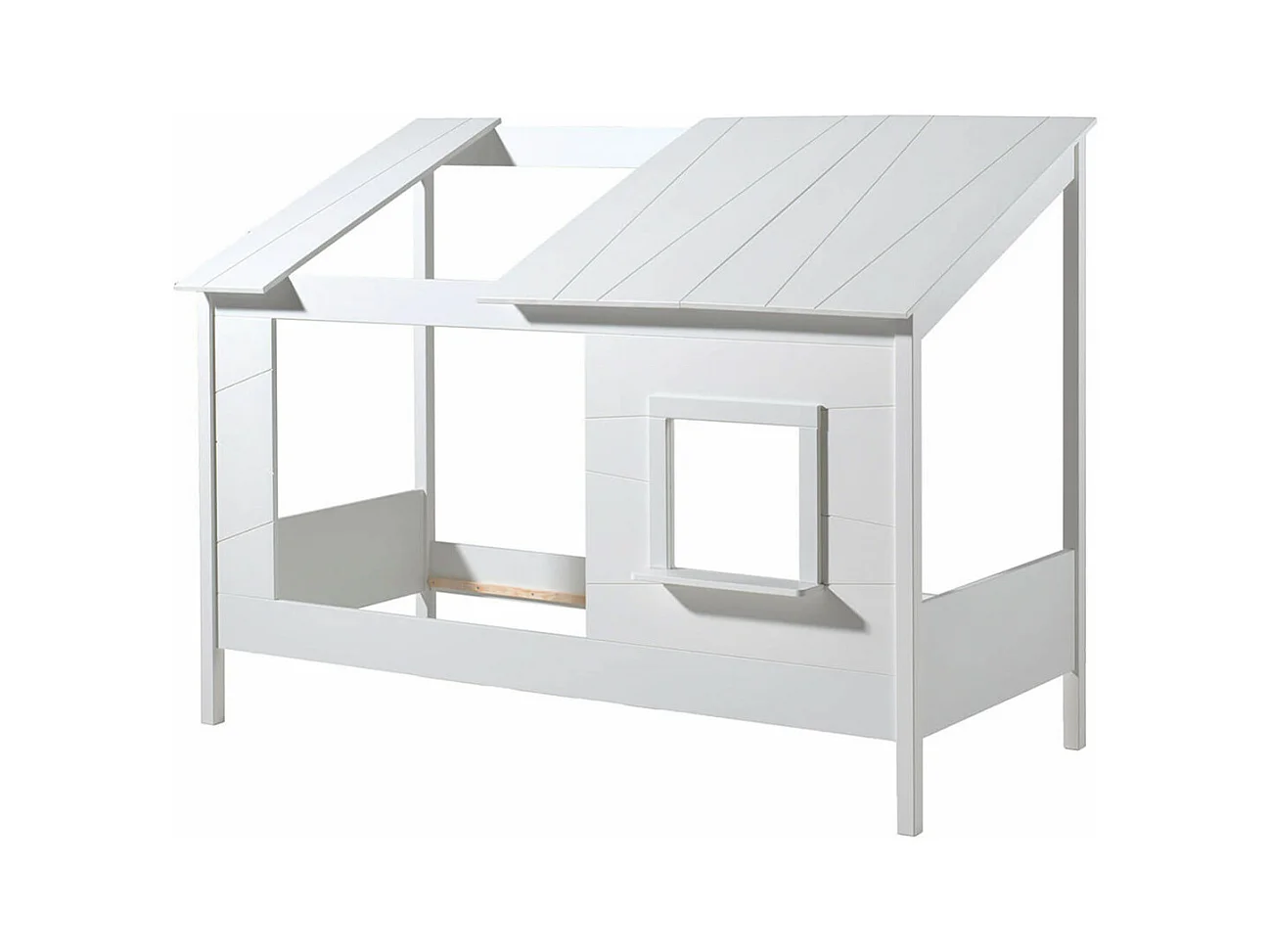 LAKA - Lit Maison 90x200cm Blanc avec Fenêtre