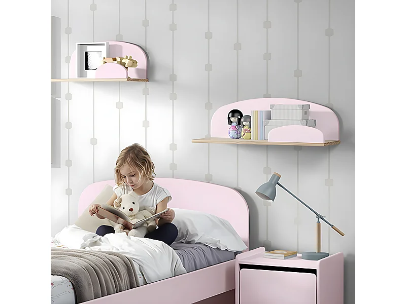 BODHI PINK - Etagère Murale 65cm Rose et Bois