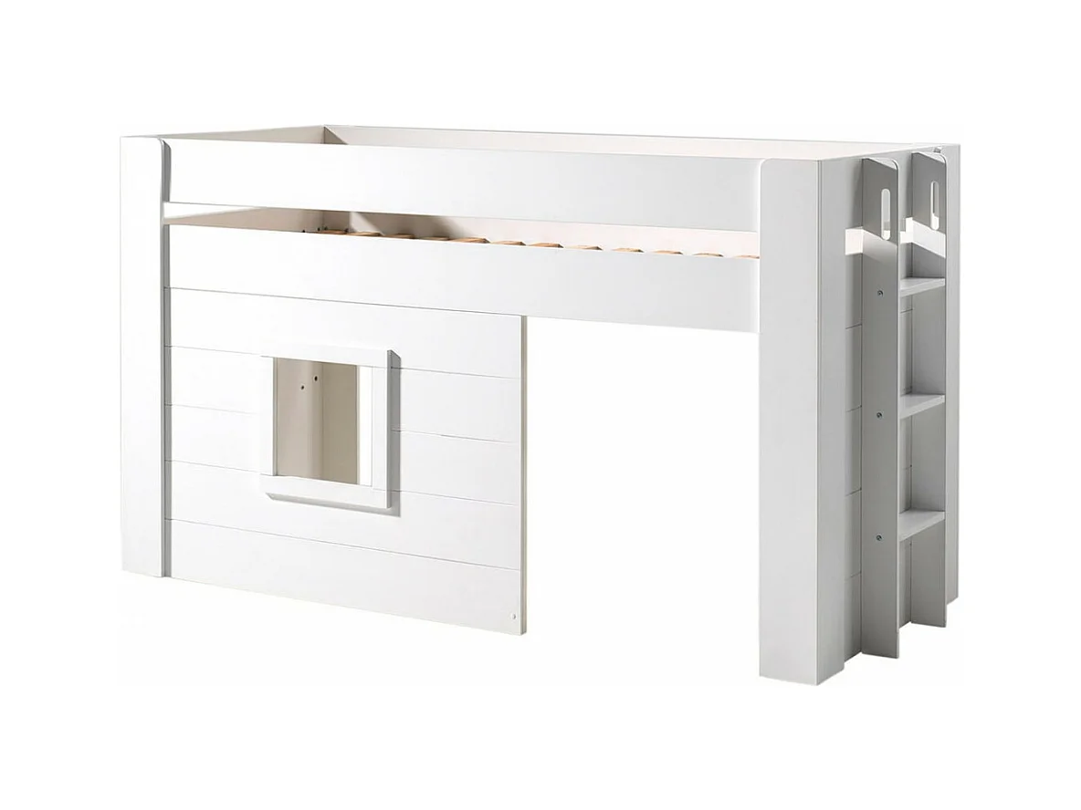 ELSA - Lit Surélevé Cabane 90x200cm Blanc