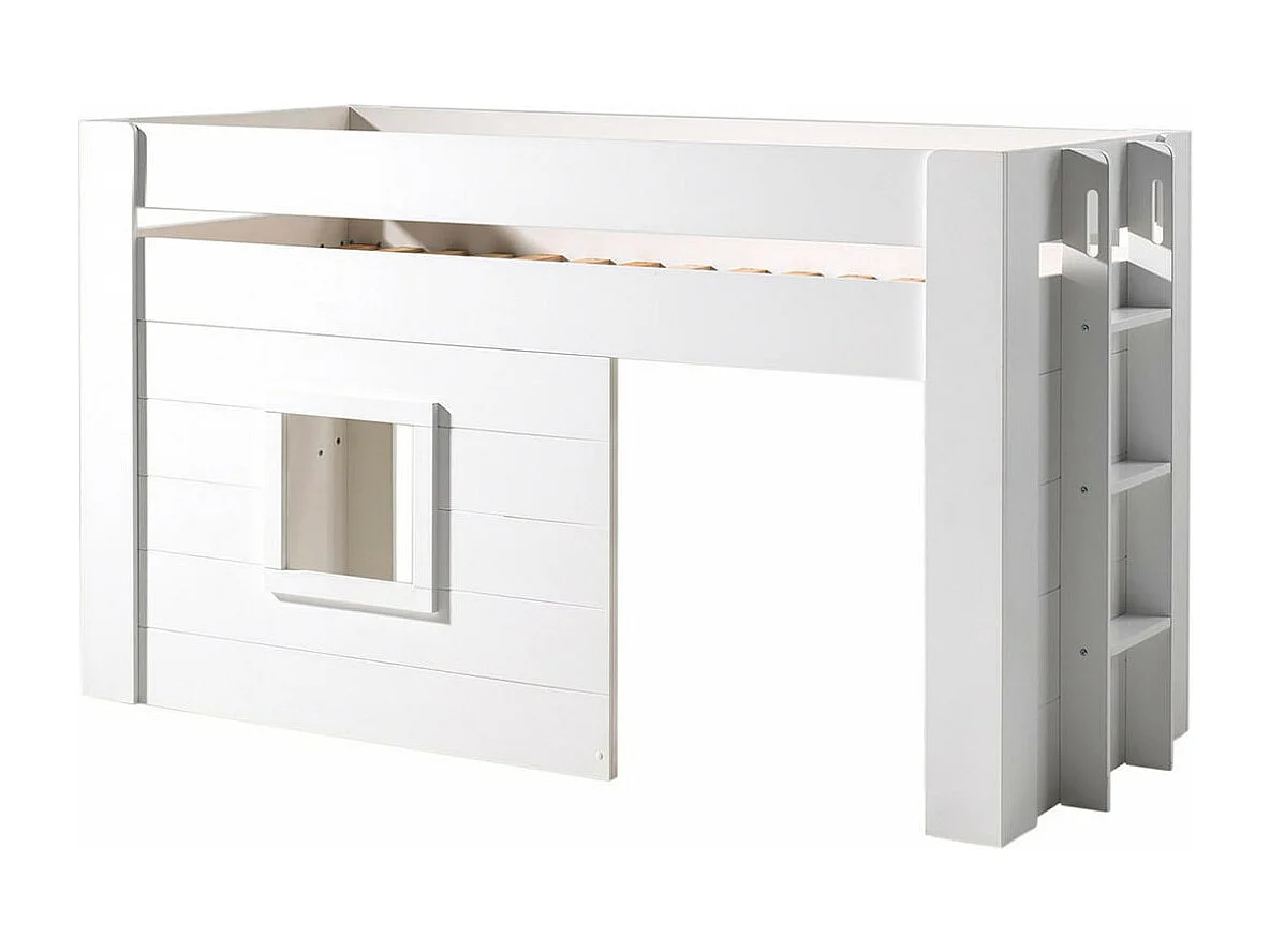 ELSA - Lit Surélevé Cabane 90x200cm Blanc