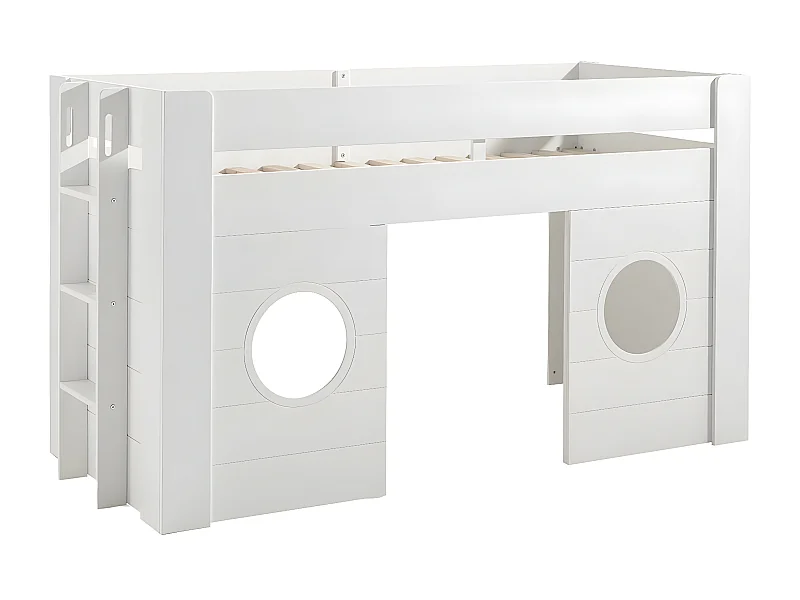 CORAIL - Lit Surélevé Cabane 90x200cm Blanc