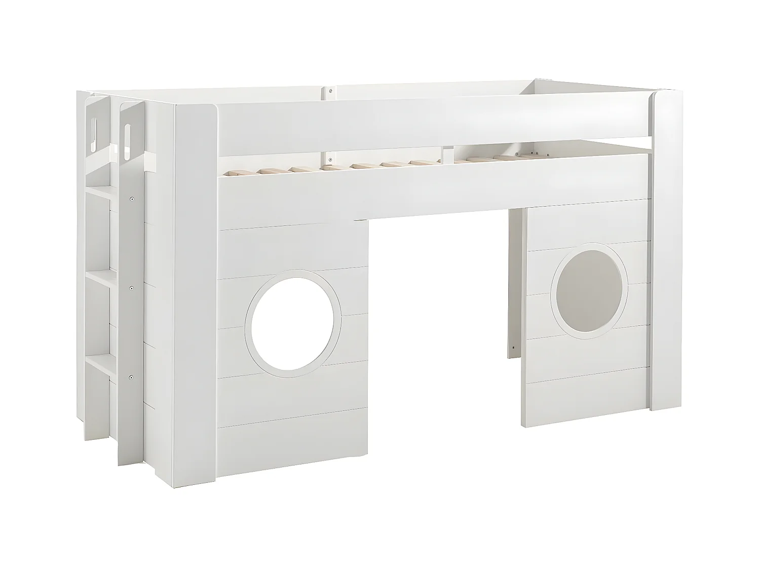 CORAIL - Lit Surélevé Cabane 90x200cm Blanc