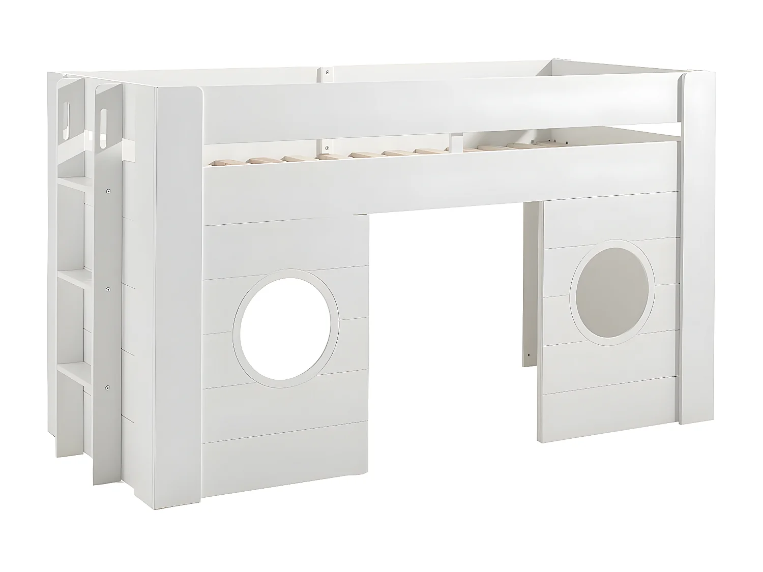 CORAIL - Lit Surélevé Cabane 90x200cm Blanc