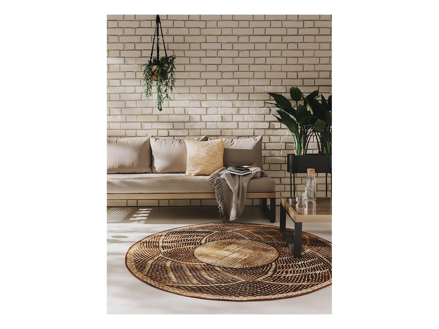 Tapis d'extérieur & intérieur rond Artis Or ø 160 cm rond