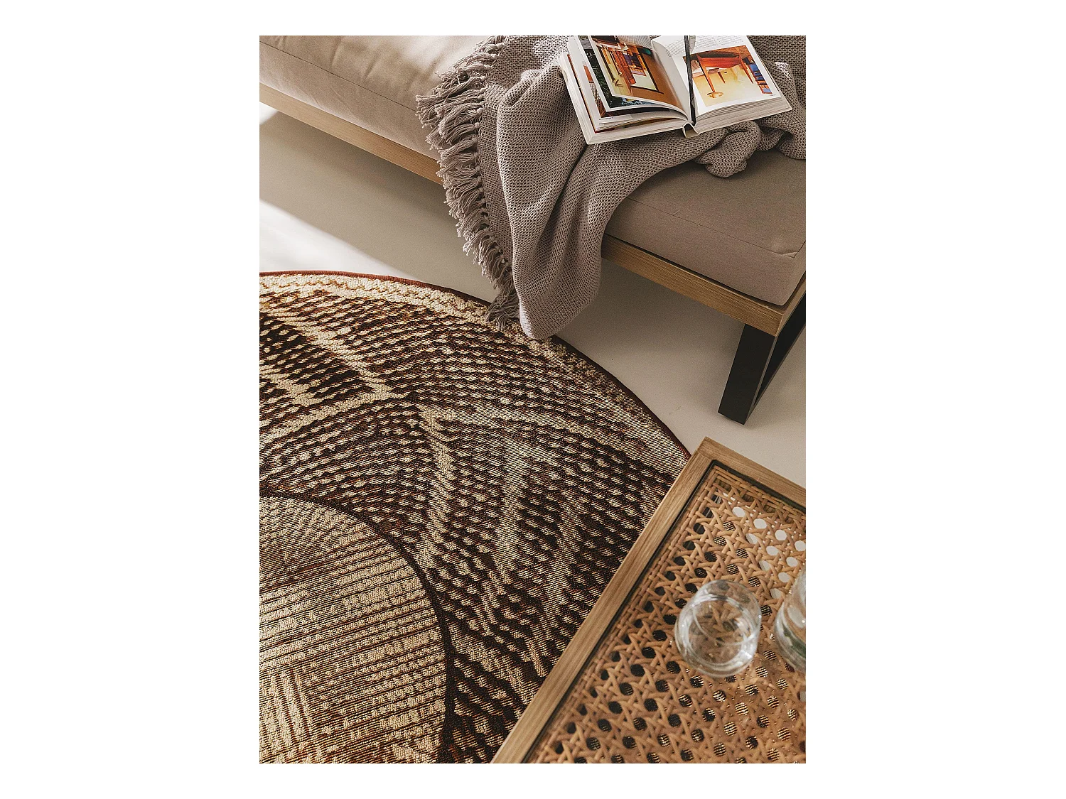 Tapis d'extérieur & intérieur rond Artis Or ø 160 cm rond