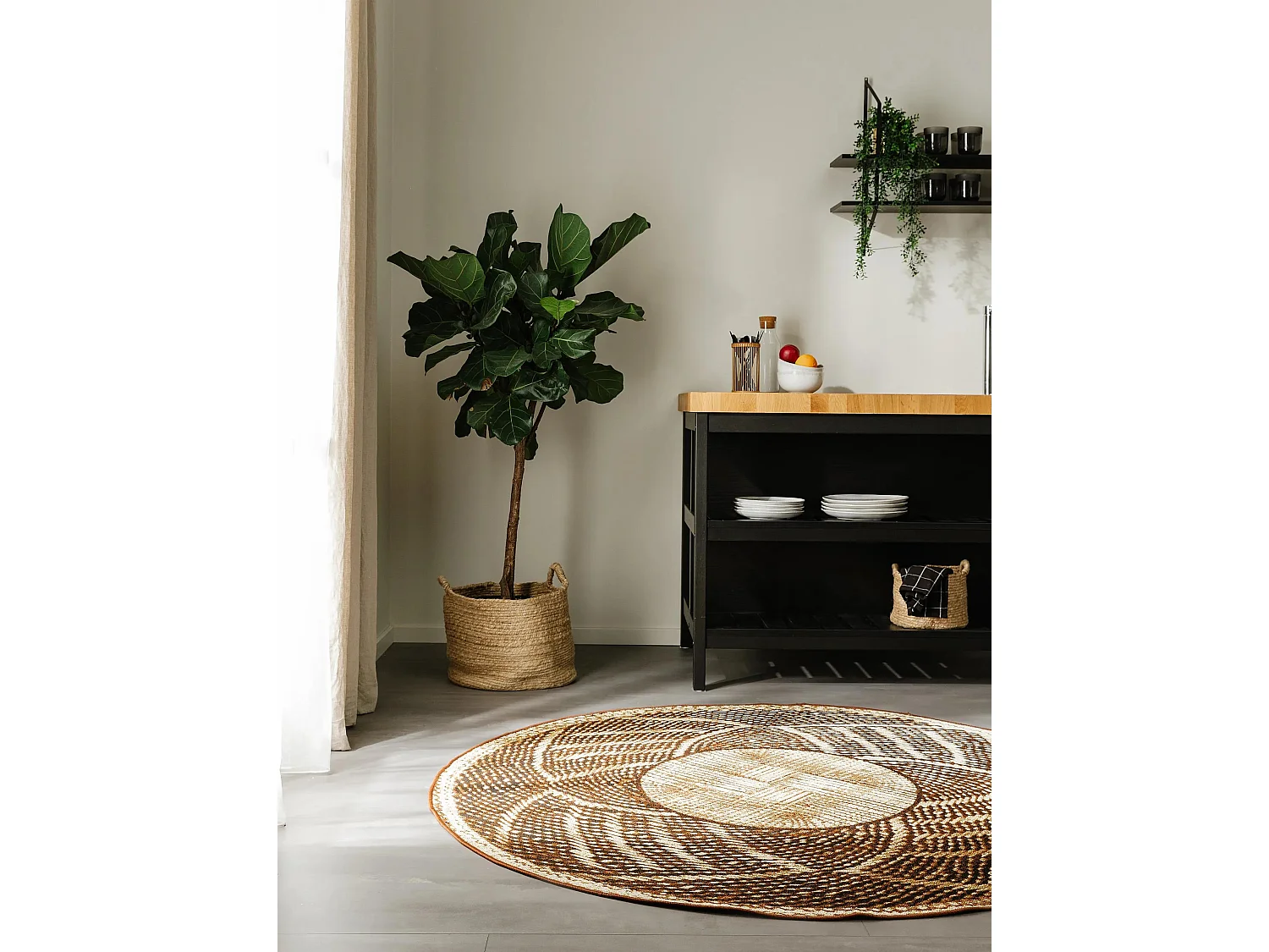 Tapis d'extérieur & intérieur rond Artis Or ø 160 cm rond
