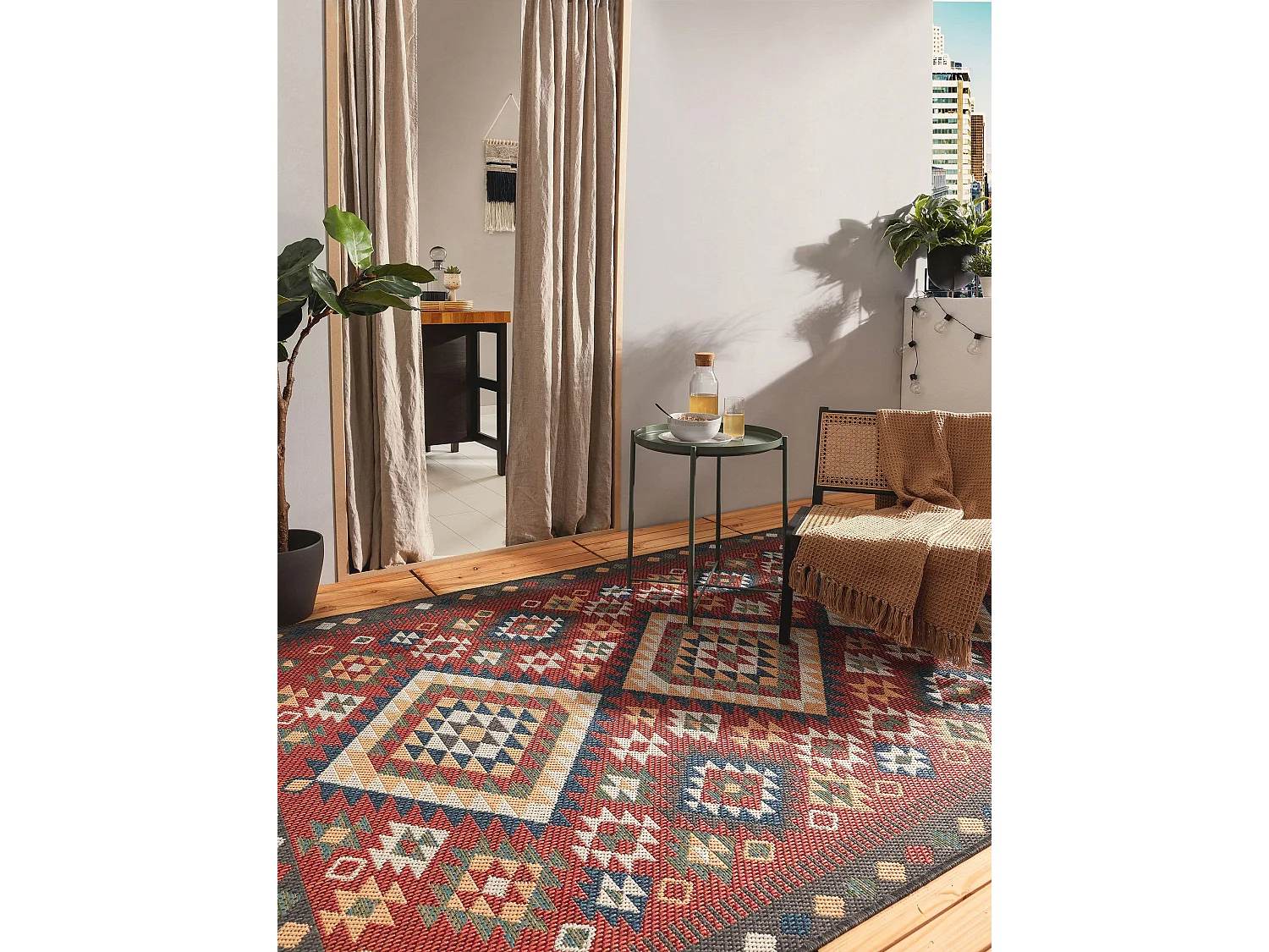 Tapis d'extérieur & intérieur Mirena Rouge 80x150 cm