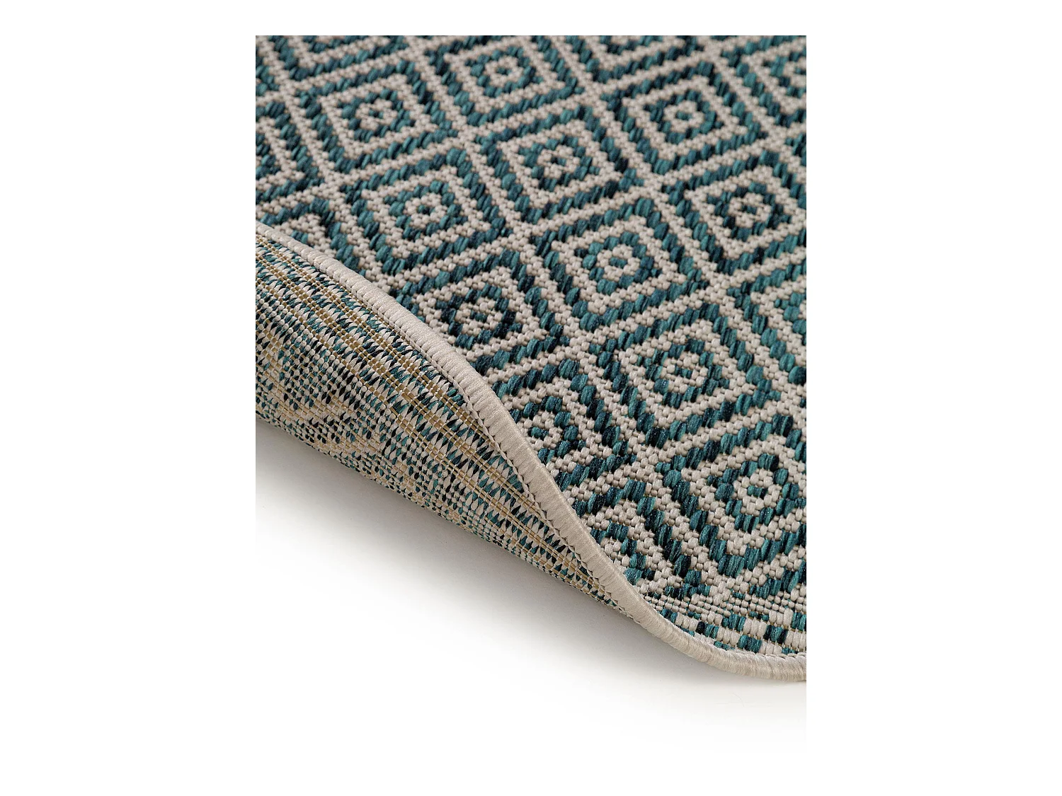 Tapis d'extérieur & intérieur rond Cleo Bleu ø 120 cm rond