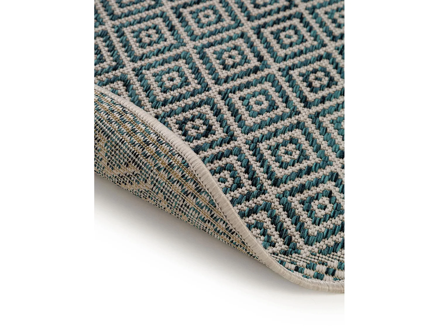 Tapis d'extérieur & intérieur rond Cleo Bleu ø 120 cm rond